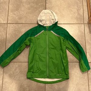 Green rain jacket